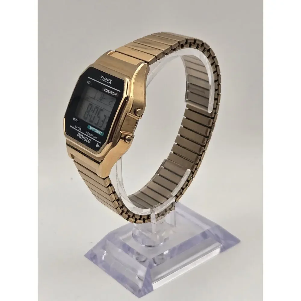 Vintage Timex 555 Gold Tone Digital Indiglo
